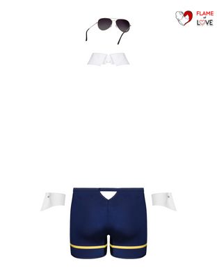 Еротичний костюм пілота Obsessive Pilotman set 2XL/3XL, боксери, манжети, комір з краваткою, окуляри