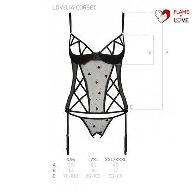 Корсет з підв'язками, стрінги Passion LOVELIA CORSET S/M, black