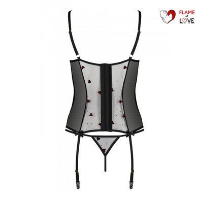 Корсет з підв'язками, стрінги Passion LOVELIA CORSET S/M, black
