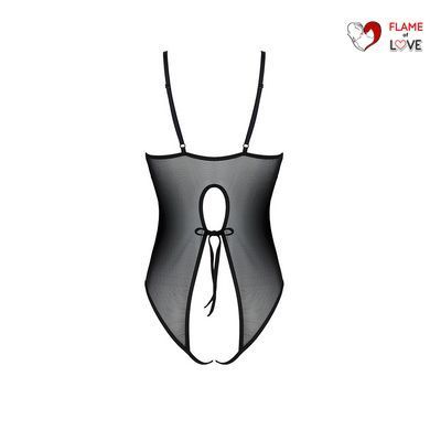 Боді з ажурним декором та відкритим кроком Passion URSULA BODY S/M, black