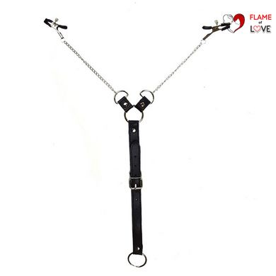 Затискачі для сосків з фіксацією на пенісі Art of Sex – Nipple Clamps for Men, екошкіра