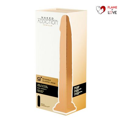 Фалоімітатор Naked Addiction — 9″ Silicone Dual Density Bendable Dildo Vanilla, віброкуля в подаруно