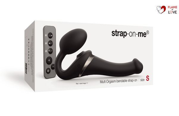 Безремінний вібрострапон з вакуумною стимуляцією Strap-On-Me MULTI ORGASM Black S, регульований