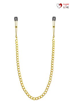 Тонкі затискачі для сосків з ланцюжком Feral Feelings - Chain Thin nipple clamps, золото/чорний