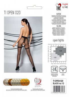 Колготки з відкритим доступом, імітація панчіх Passion TIOPEN 020 black 3/4 (20 den)