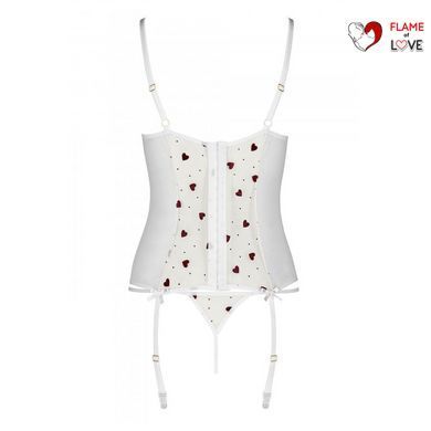 Корсет з підв'язками, стрінги Passion LOVELIA CORSET L/XL, white
