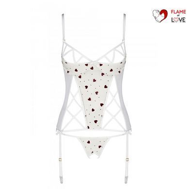 Корсет з підв'язками, стрінги Passion LOVELIA CORSET L/XL, white