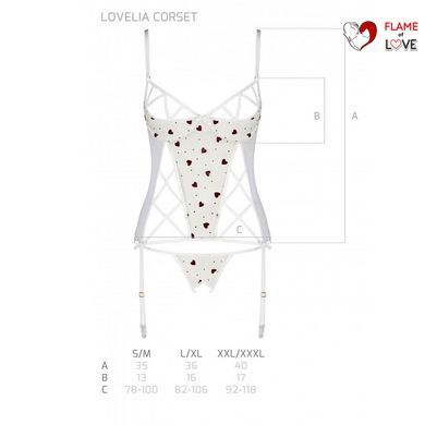 Корсет з підв'язками, стрінги Passion LOVELIA CORSET L/XL, white
