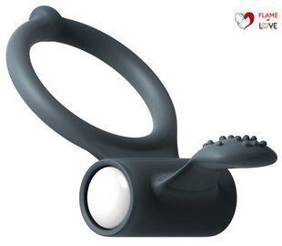 Ерекційне кільце Dorcel Power Clit Black V2 з вібрацією та язичком з щіточкою