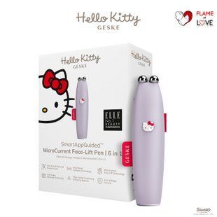 Мікрострумова ручка для підтяжки шкіри обличчя GESKE MicroCurrent Face-Lift Pen 6в1 by Hello Kitty purple, One Size