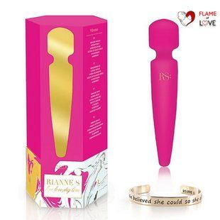 Вібромасажер Rianne S: Bella Mini Wand Rose, 10 режимів, медичний силікон, подарункове паковання