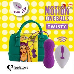 Вагінальні кульки з масажем і вібрацією FeelzToys Motion Love Balls Twisty з пультом ДК, 7 режимів
