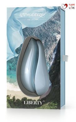 Вакуумний кліторальний стимулятор Womanizer Liberty Blue, магнітна кришка, 2 насадки