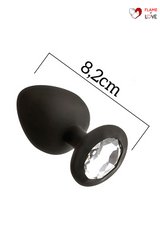 Анальна пробка з кристалом MAI Attraction Toys №48 Black, довжина 8,2 см, діаметр 3,5 см