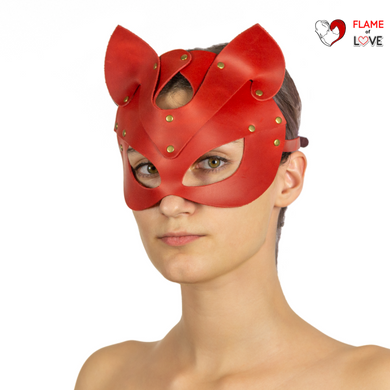 Преміум маска кішечки LOVECRAFT, натуральна шкіра, червона, подарункова упаковка