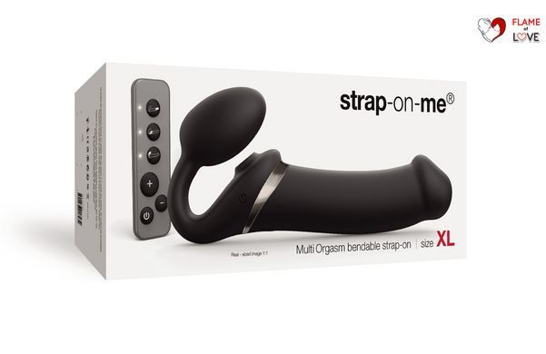 Безремінний вібрострапон з вакуумною стимуляцією Strap-On-Me MULTI ORGASM Black XL, регульований
