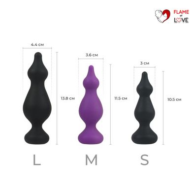 Анальна пробка Adrien Lastic Amuse Big Black (L) з двома переходами, макс. діаметр 4,4 см