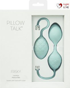 Розкішні вагінальні кульки PILLOW TALK - Frisky Teal з кристалом