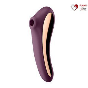 Вакуумний стимулятор з вібрацією Satisfyer Dual Kiss Wine Red
