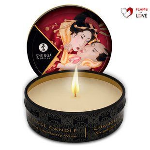 Масажна свічка Shunga Mini Massage Candle &ndash; Sparkling Strawberry Wine (30 мл) з афродизіаками