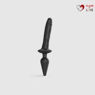 Анальна пробка з дилдо 2в1 Strap-On-Me SWITCH PLUG-IN REALISTIC DILDO Black L, діаметр 4,5/3,4 см