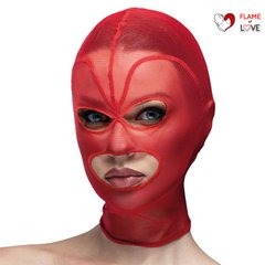 Маска серце сітка з відкритим ротом та очима Feral Feelings - Hearts Mask Red/Red