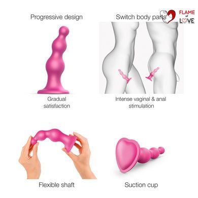 Насадка для страпона Strap-On-Me Dildo Plug Beads Framboise Metallic XL