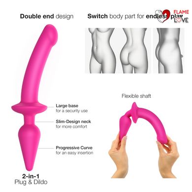 Анальна пробка з дилдо 2в1 Strap-On-Me SWITCH PLUG-IN DILDO Fuchsia L, діаметр 4,5/3,4 см