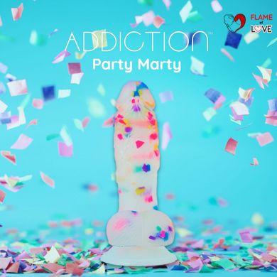 Фалоімітатор з конфетті ADDICTION - PARTY MARTY 7.5″ - FROST & CONFETTI, 19 см, силікон