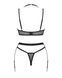Комплект білизни Obsessive Selinne 3-pcs set M/L Black, бюстгальтер, стрінги пояс для панчіх - 4