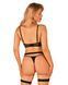 Комплект білизни Obsessive Selinne 3-pcs set M/L Black, бюстгальтер, стрінги пояс для панчіх - 2