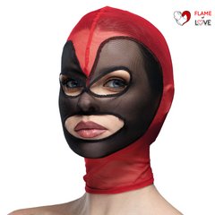 Маска серце сітка з відкритим ротом та очима Feral Feelings - Hearts Mask Red/Black