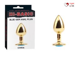Анальна пробка з каменем Chisa Hi-Basic Gold Blue Gem Anal Plug