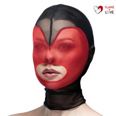 Маска серце сітка з відкритим ротом Feral Feelings - Hearts Mask Black/Red