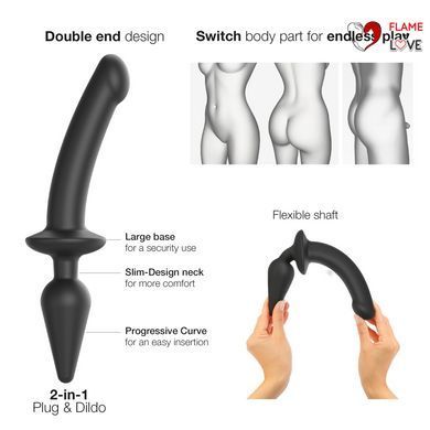 Анальна пробка з дилдо 2в1 Strap-On-Me SWITCH PLUG-IN DILDO Black XXL, діаметр 5,2/3,9 см