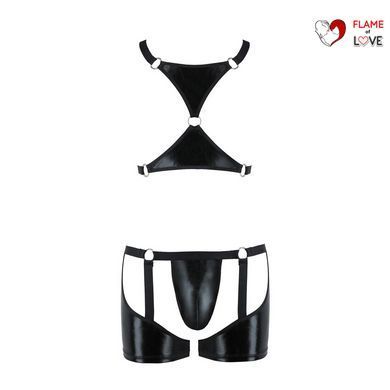 Комплект еротичної чоловічої білизни Passion 047 SET JOHN XXL/XXXL Black, труси, портупея