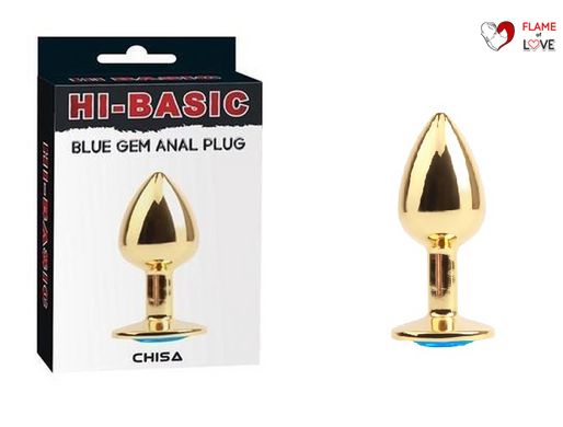 Анальна пробка з каменем Chisa Hi-Basic Gold Blue Gem Anal Plug