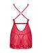 Прозора сорочка бебі-дол Obsessive Lacelove babydoll & thong XS/S Red, мереживо, стрінги - 4