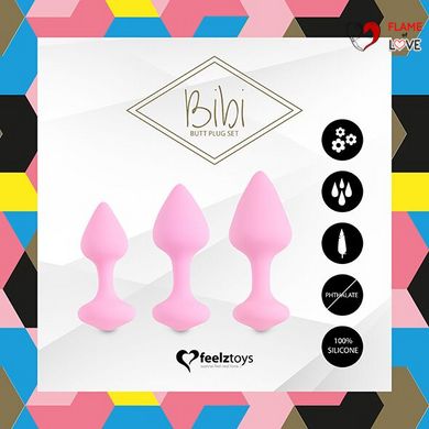 Набір силіконових анальних пробок FeelzToys - Bibi Butt Plug Set 3 pcs Pink