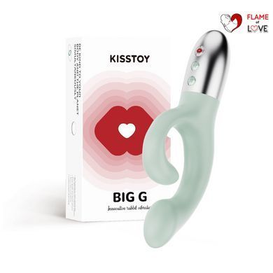 Вібратор-кролик для точки G KISTOY Big G Green, вигнутий відросток, автоматичний підігрів