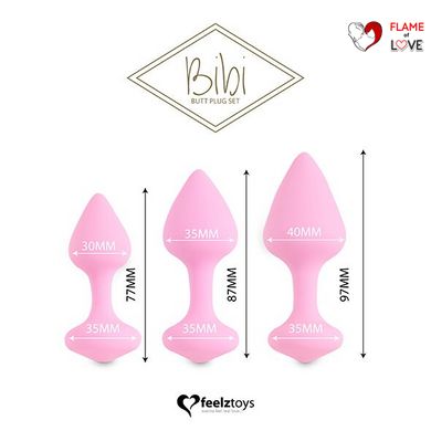 Набір силіконових анальних пробок FeelzToys - Bibi Butt Plug Set 3 pcs Pink