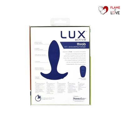 Анальна пробка з пульсацією Lux Active – Throb – 4.5" Anal Pulsating Massager, пульт ДК