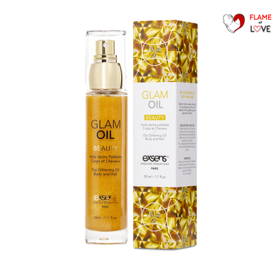 Олія для тіла з блиском EXSENS Glam Oil 50мл, з мигдальною олією, без парабенів і феноксіетанолу