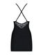 Сатиновий комплект для сну з мереживом Obsessive 828-CHE-1 chemise & thong L/XL, чорний, сорочка - 6