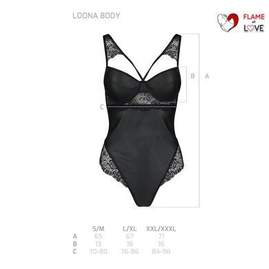 Боді з еко-шкіри та мережива Passion LOONA BODY L/XL, black