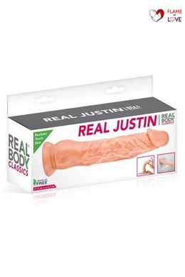 Фалоімітатор Real Body — Real Justin Flesh, TPE, діаметр 4,2 см