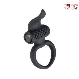 Ерекційне віброкільце Adrien Lastic Lingus Black з язичком і щіточкою для стимуляції клітора
