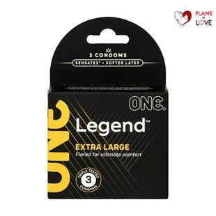 Презервативи ONE Legend Extra Large 3 шт, картонна коробка (м'яте паковання!!!)