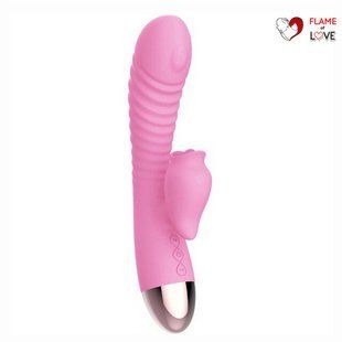 Вібратор-кролик з підігрівом і пустотливим язичком для клітора Leten Wonderful Pink