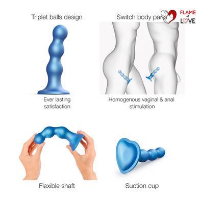 Насадка для страпона Strap-On-Me Dildo Plug Balls Blue Metallic XXL